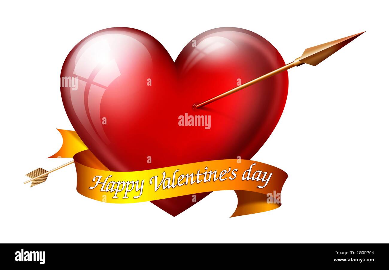 Illustration`s roten Herzens, Symbol des Valentinstag und der romantischen Liebe Stockfoto